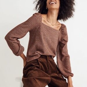 Madewell Jacquard Puff-Sleeve Crop Top